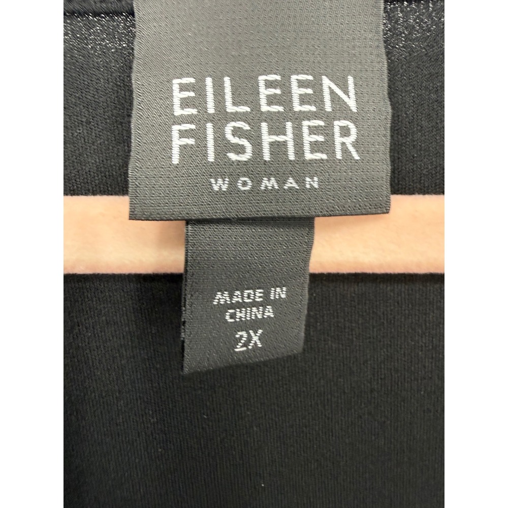 Eileen Fisher Top Woman 2X Black 100% Silk Scoop Neck Long Sleeve Minimalist - Picture 2 of 7